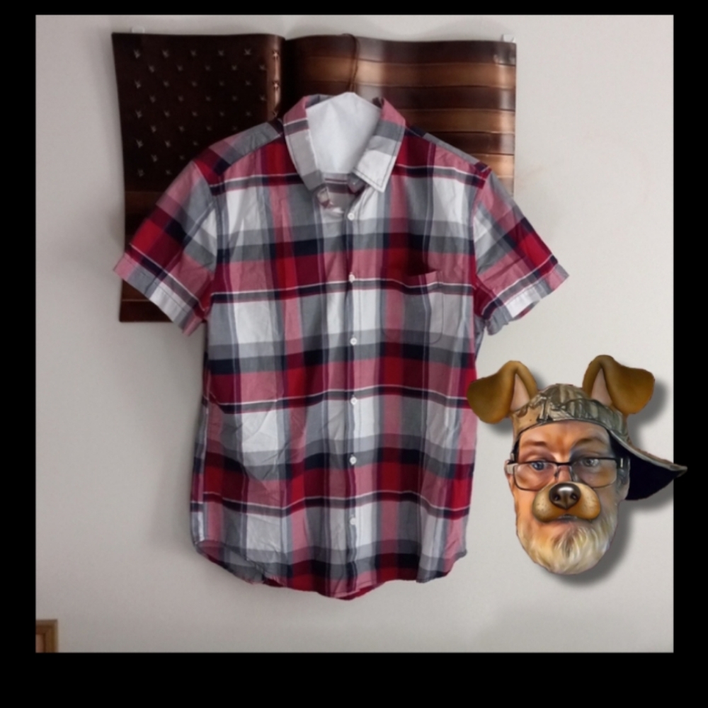 Aéropostale Mens Plaid Button-Down Shirt Short Sleeve Size Large